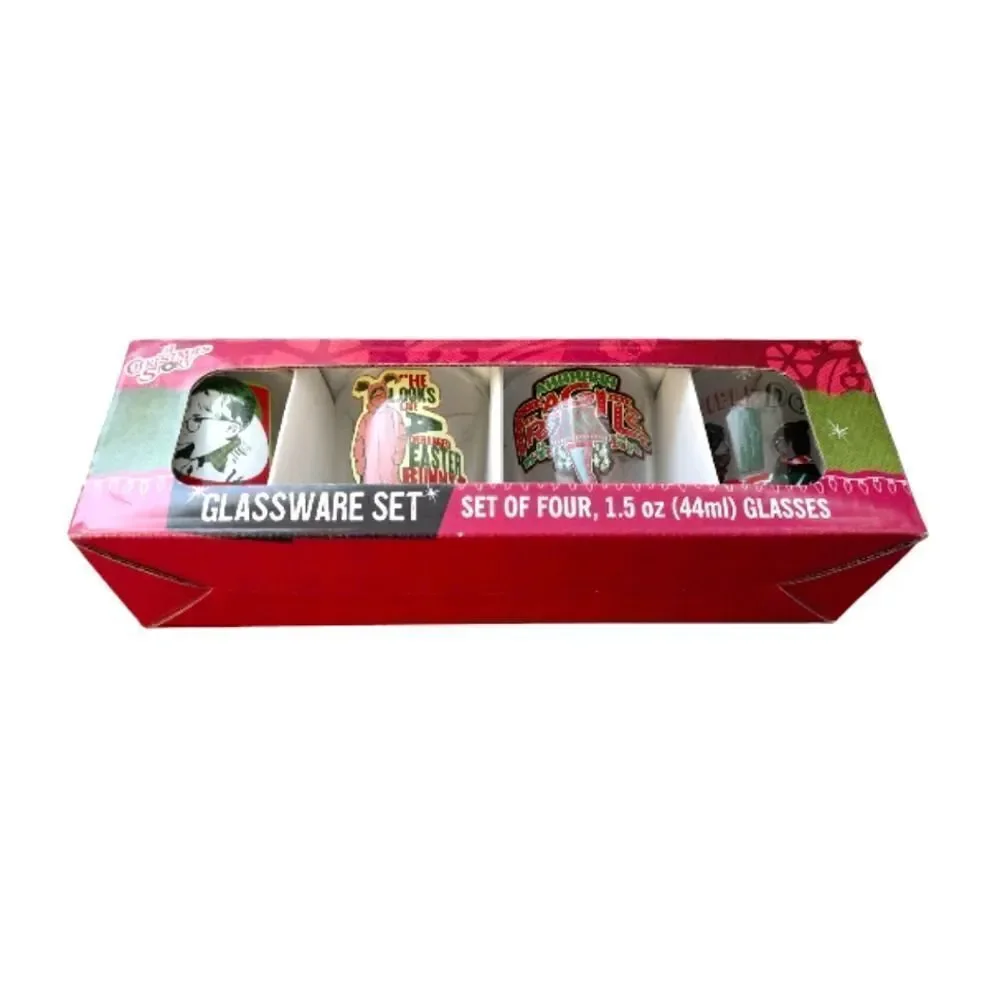A Christmas Story Printed 1.5oz Glassware Shot Glasses Set Of 4 NWT